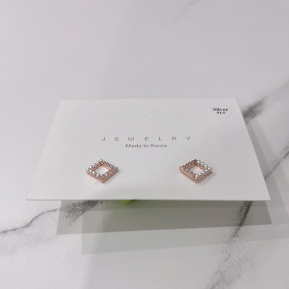 Rose Gold Diamonds Earrings-Sterling Silver - Picture 2 of 3